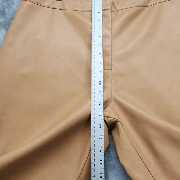 Bagatelle Pants Womens 2X Tan Camel Faux Leather High Rise Wide Leg Crop Stretch - Picture 8 of 11